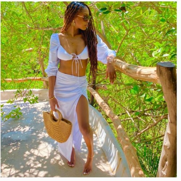Fashion Nova Dresses & Skirts - Fashion Nova New Era Midi Skirt Set - White